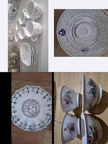 3 reqemi: Məişət və süfrə aksesuarları dəsti - Por­slen servis qabları: Qızılı — 3