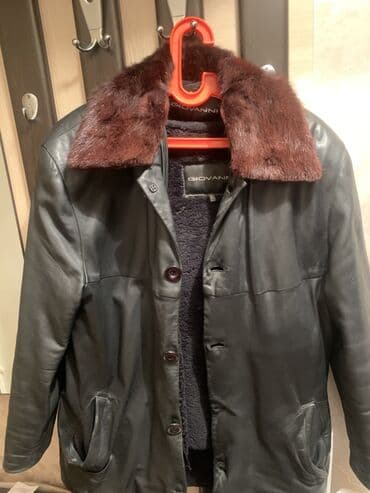 Köynəklər: Giovanni kişi dəri palto - Material: yumşaq qara təbii dəri - Yaxası — 2