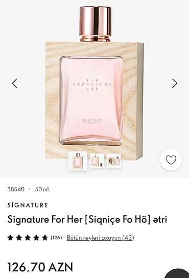 Ətriyyat: Oriflame Signature For Her (Siqniçə Fo Hö) ətiri – 50 ml Əldədir 126 — 1