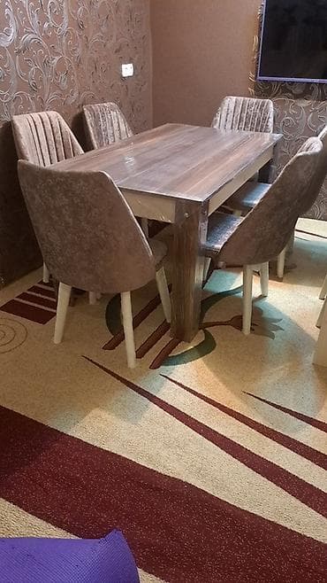 stull: Qonaq otağı üçün, Açılmayan, Dördbucaq masa, 6 stul — 2