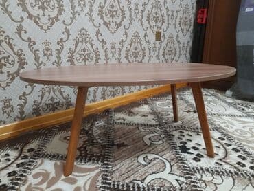 işlənmiş mətbəx stolu: Jurnal masası, Açılmayan, Taxta, Oval masa — 3