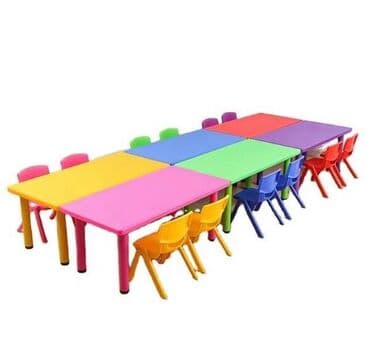 plastik qapi pencere profilleri: Oğlan və qız üçün, Siyirməsiz, Bağça masası, Stullar ilə — 7