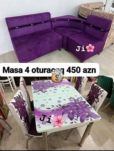 mebel kuxna: Mətbəx üçün, Açılmayan, Dördbucaq masa, 4 stul — 1