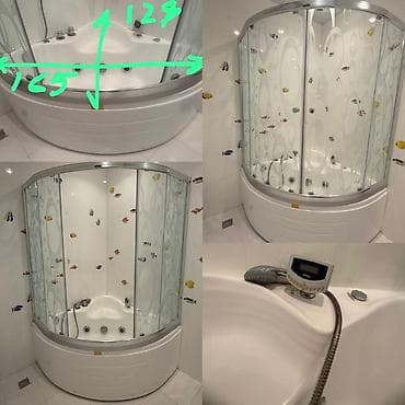 Cakuzi kabinaları: Künc tipli hidromassajlı duş-kabin/hamam kombi sistemi - Ölçülər: ön — 1