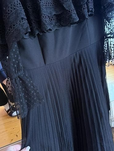 ince sepler: Qara şifon və krujeva detallı uzun don - Rəng: qara - Üst hissə — 5