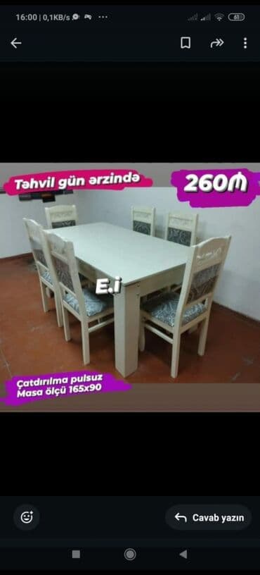 balkon ucun stol stullar: Açılmayan, Dördbucaq masa, 4 stul — 3