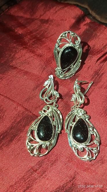 gumuş üzuk: Серебро 925 пробы. Камень натуральный Турмалин шерл звёздчатый! кольцо — 10