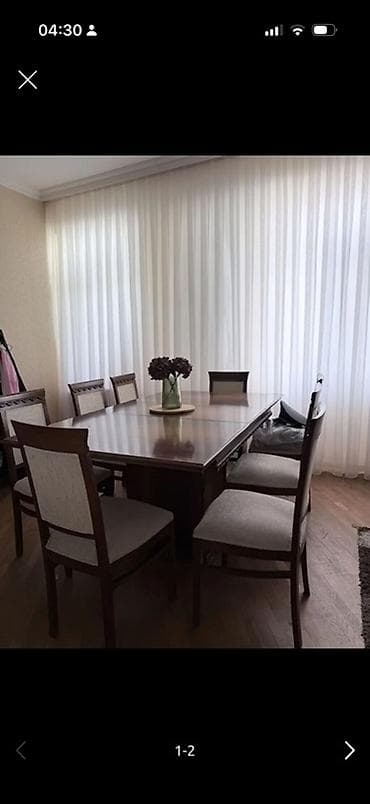 Yemək otağı dəsti - Düzbucaqlı, geniş stol: tünd qoz rəngli taxta lalafo.az -da Yemək otağı dəsti - Düzbucaqlı, geniş stol: tünd qoz rəngli taxta