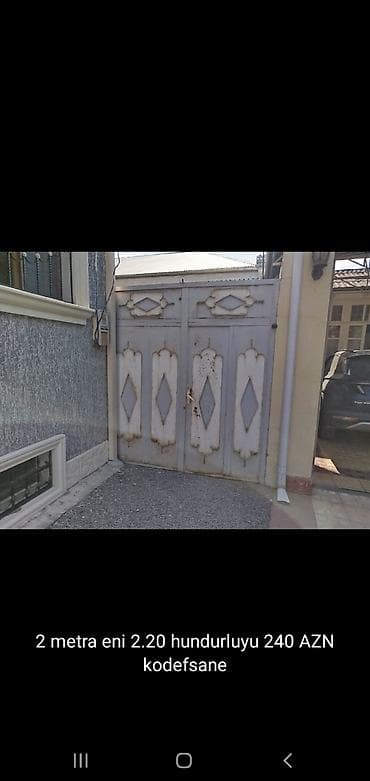 Dəmir Həyət darvazası, Yana açılan, 2 m, Mexaniki, Şəbəkə ilə, rəng - Boz, Kredit yoxdur — 1