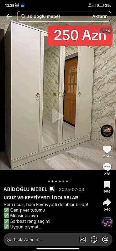 utu şkafı: 3 qapılı, Güzgülü, Bej, Açılan, Düz dolab — 4