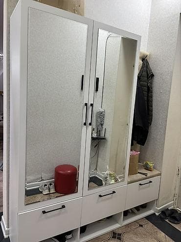 seyf qapilari: İşlənmiş, 2 qapılı, Güzgülü, Ağ, Açılan, Düz dolab — 1
