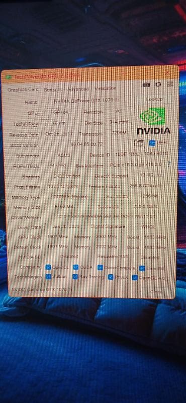 Videokart Asus GeForce GTX 1070 Ti, 8 GB, İşlənmiş