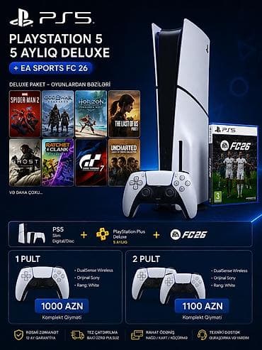 dvd ssd: PlayStation 5 – 5 Aylıq Deluxe Paket Komplekt: - PS5 (Slim — 1