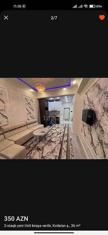 xacmaz kirayə ev: Kirayə – Xırdalan şəh., 2 otaqlı yeni tikili, 36 m² - Ümumi sahə: 36 — 2