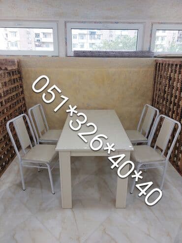 naxcivan bina evleri: Yeni, Dördbucaq masa, 6 stul, Açılan, Stullar ilə, Metal, Azərbaycan — 7