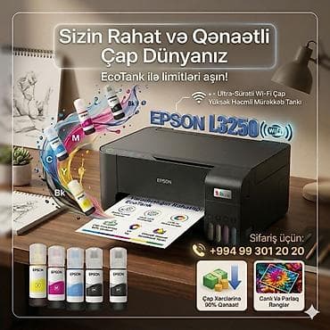 Mağazadan Satış Yeni✅ ✅ZƏMANƏT 1 İL✅ Epson L3250 EcoTank printeri ev — 1