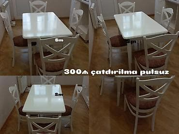 taxta besetkalar: Mətbəx üçün, Yeni, Açılmayan, Dördbucaq masa, 4 stul — 3