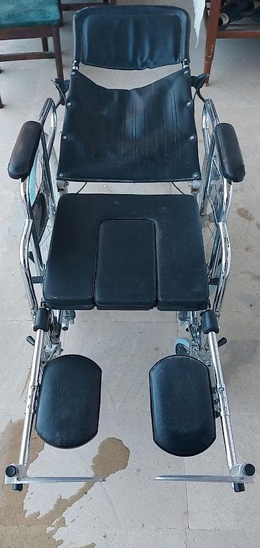 Слуховые аппараты: Tualet funksiyalı əlil arabası - Material: xrom örtüklü möhkəm metal — 1