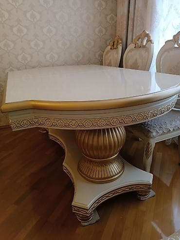 stol uzlukleri: Qonaq otağı üçün, İşlənmiş, Açılan, Oval masa, 8 stul — 3