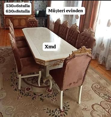 on oturacaqlar: Qonaq otağı üçün, Yeni, Açılmayan, Dördbucaq masa, 6 stul — 4