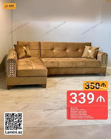 mebel saat: Künc divan, Açılan, Bazalı, Parça, Şəhərdaxili pulsuz çatdırılma — 1