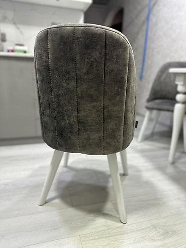 kohnə stul: Mebel – Yumşaq oturacaqlı taxta ayaqlı stul - Rəng: Boz (melanj — 3