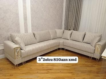 Künc divan dəsti - Ölçü: 3×2 m (şəkildə qeyd olunub) - Rəng: açıq bej