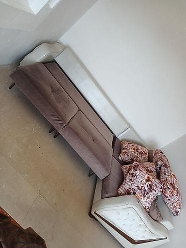 Мебель: Угловой диван, Б/у, Раскладной, С подъемным механизмом, Набук, Нет доставки — 1