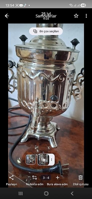islenmis samovar: Elektrik samovar - Klassik dizaynlı, metal gövdə və dekorativ — 2