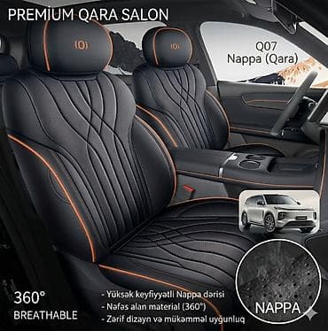 vaz 2107 salon: Premium Qara Salon – Q07 Nappa (Qara) avtomobil oturacaq üzlükləri - — 1
