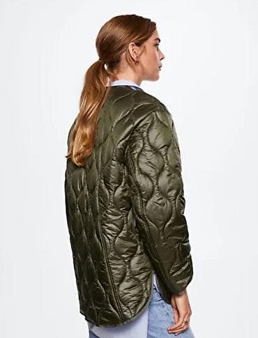 usta geyimi: Qadınlar üçün quilted kürkcə/palto – zeytun-yaşıl rəngdə - Model — 4