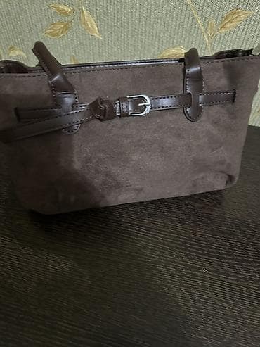 əl blenderi: Qadın çantası – şokolad rəngi - Material: yumşaq süet fakturalı — 2