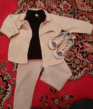 Uşaq geyim dəsti - Dəst: şalvar, köynək-kurtka tipli üst geyimi və