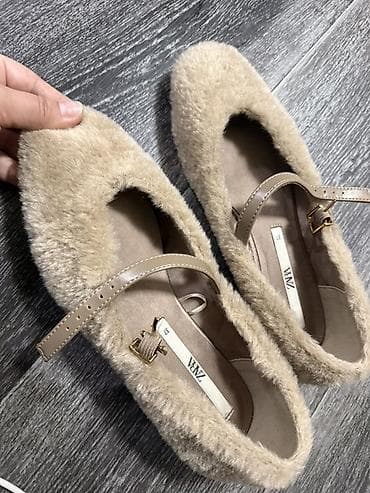 ZARA qadın baletkaları – 37 ölçü 1) Bej tüklü baletkalar - Yumşaq