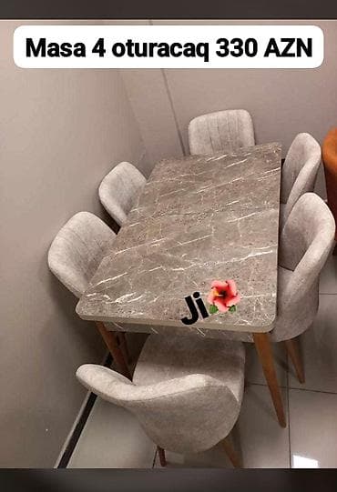 metbex wkaflari: Mətbəx üçün, Açılmayan, Dördbucaq masa, 4 stul — 3