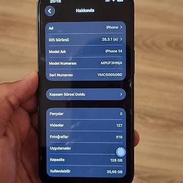 iphona: IPhone 14, 128 GB, Midnight, Barmaq izi, Simsiz şarj, Face ID — 9