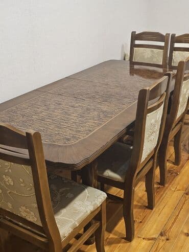 cay evi ucun dican stolar isdenmis: Qonaq otağı üçün, Açılan, Dördbucaq masa, 6 stul — 10