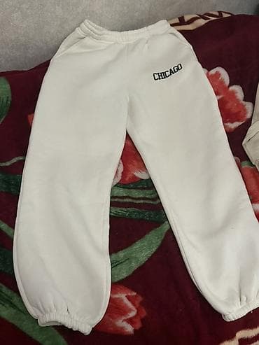 idman forma: Ağ rəngli unisex idman şalvarı - Üst hissədə elastik kəmərli — 1