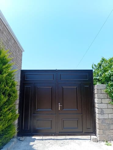 жер тошок: Железо Дворовые ворота, Распашные, 3 м, Механические, С дверью, цвет - Голубой, Нет кредита, Платная установка, Платная доставка — 39