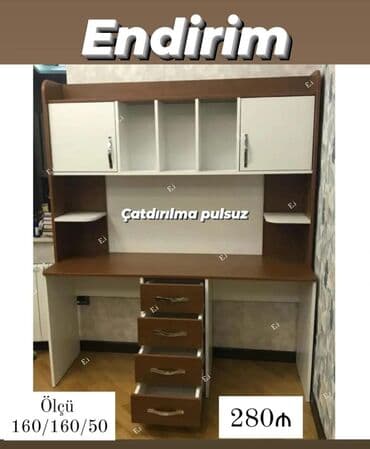 Kompüter masası, Yeni, Açılmayan, Laminat, Dördbucaq masa