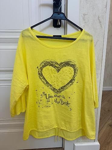 best plus: Qadın bluzası – sarı rəngdə, geniş və rahat kəsim. - Ön hissədə böyük — 1