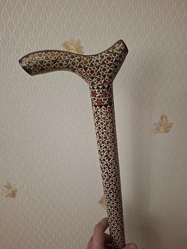 Naxışlı əlil əsası / gəzinti çubuğu - Material: Bərk ağac gövdə, üstü — 2