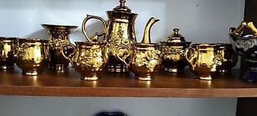 Çay dəsti, rəng - Qızılı, Keramika