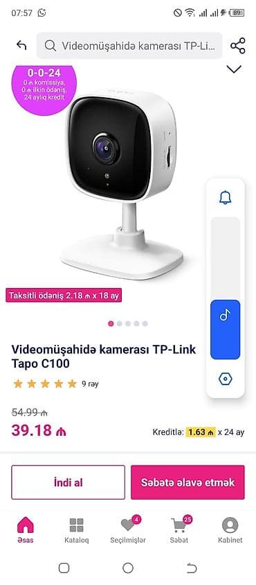 lazne kamere: TP-Link Tapo C100 ev təhlükəsizlik Wi‑Fi kamer Vopçap — 4