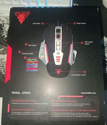 Video oyunlar və konsollar: JEDEL Gaming GM860 – professional oyun siçanı Xüsusiyyətlər: - Yüksək — 1