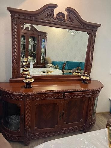 dekor agaclar: Klassik dəst mebel – vitrin şkafı, bufet-güzgü və dəhliz üçün dolab - — 3