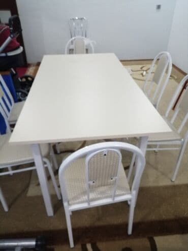 Masa və oturacaq dəstləri: Mətbəx üçün, Yeni, Açılmayan, Kvadrat masa, 6 stul — 30