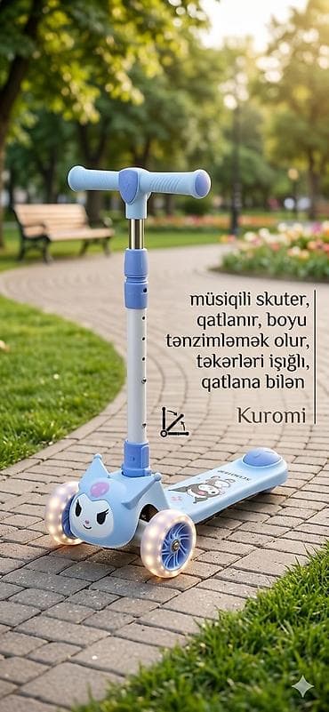 bakavin nədir: Uşaq skuter – Kuromi dizaynlı, musiqili, qatlanan model — 1