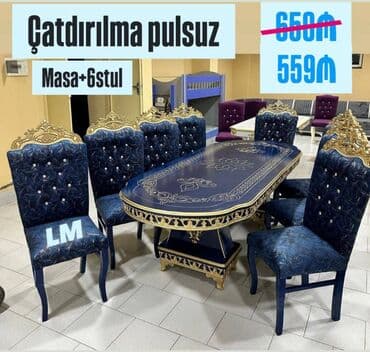 stol dəstləri: Möhtəşəm _masa dəsti👑 Yüksək keyfiyyətlə Qiymət : Masa 2x1 +6 — 3