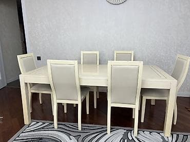 stolustu dəst: Qonaq otağı üçün, Açılmayan, Dördbucaq masa, 6 stul — 2